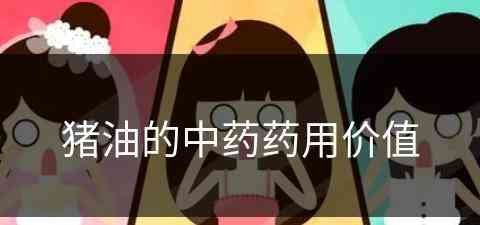 猪油的中药药用价值